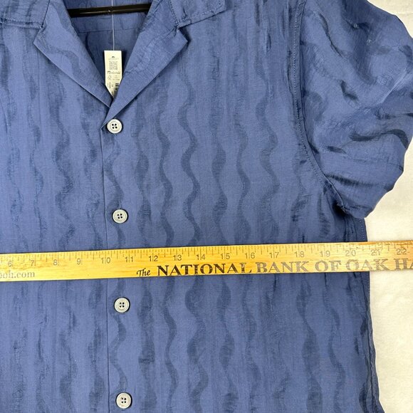 Madewell Mens Relaxed Short Sleeve Textured Button-Up Jacquard Shirt Navy XS NWT - Picture 6 of 12